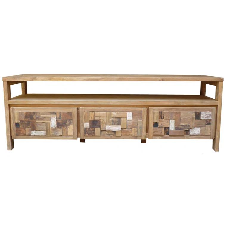 Chic Teak Mosaic 70" Reclaimed Teak TV Stand with Storage
