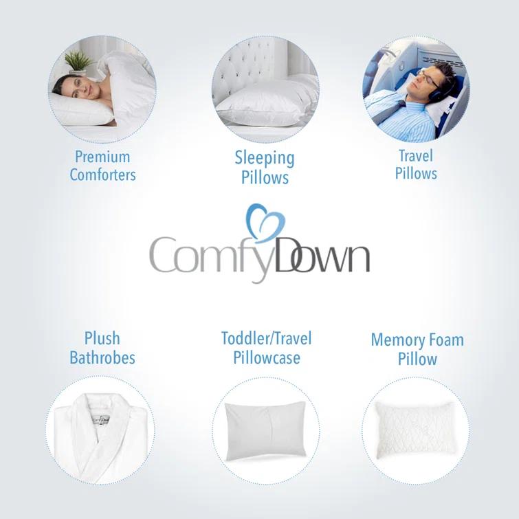 ComfyDown Decorative Throw Pillow Insert Down 100% Cotton Cover 233 Thread Count Square Pillow Insert