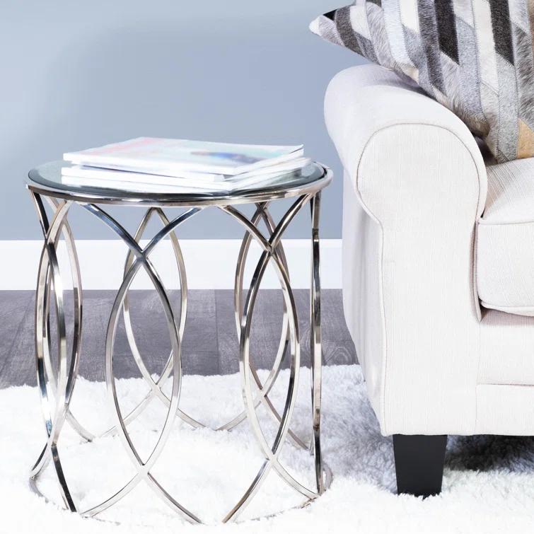 Butler Specialty Desiree Mirror And Nickel End Table In White