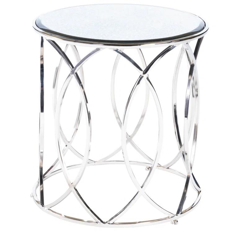 Butler Specialty Desiree Mirror And Nickel End Table In White