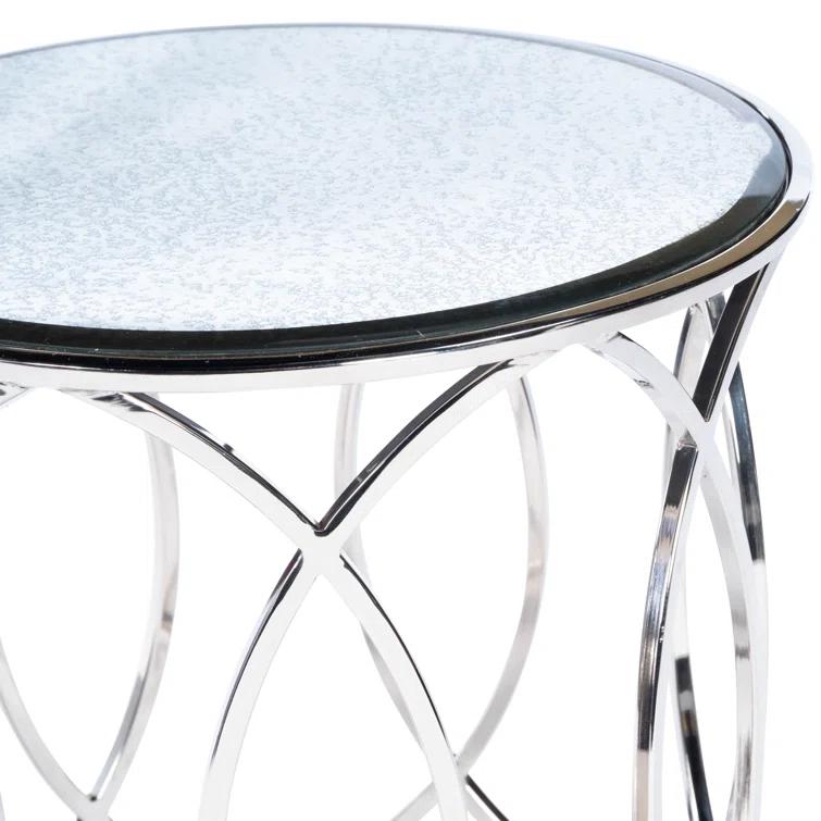 Butler Specialty Desiree Mirror And Nickel End Table In White