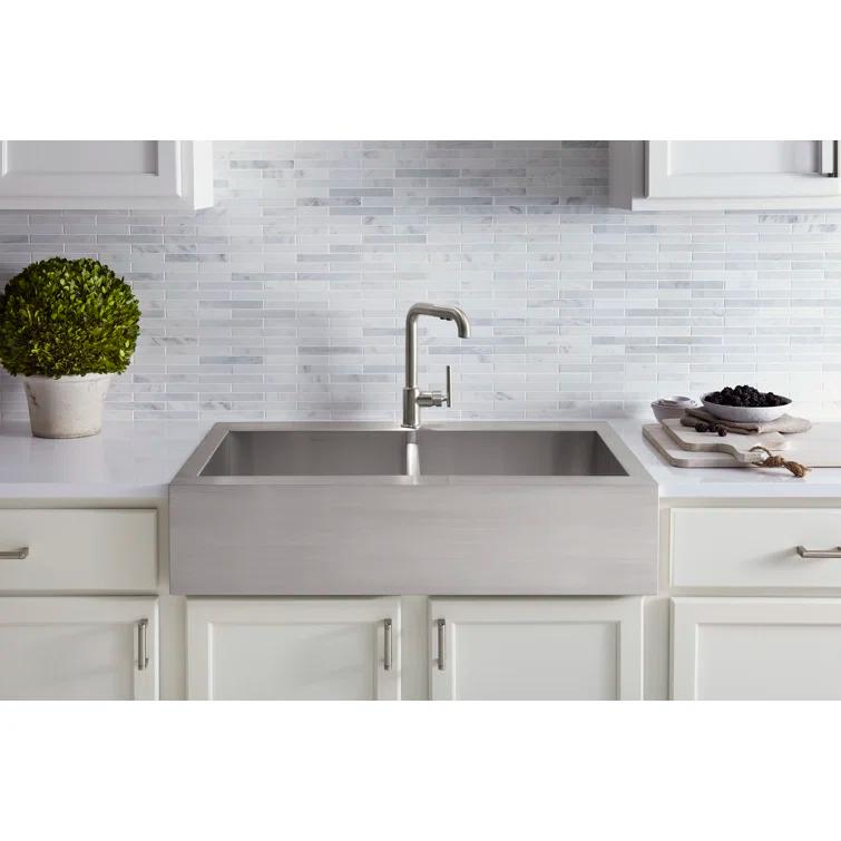 Vault™ 35.75" L x 24.3125" W Double Basins Farmhouse Kitchen Sink