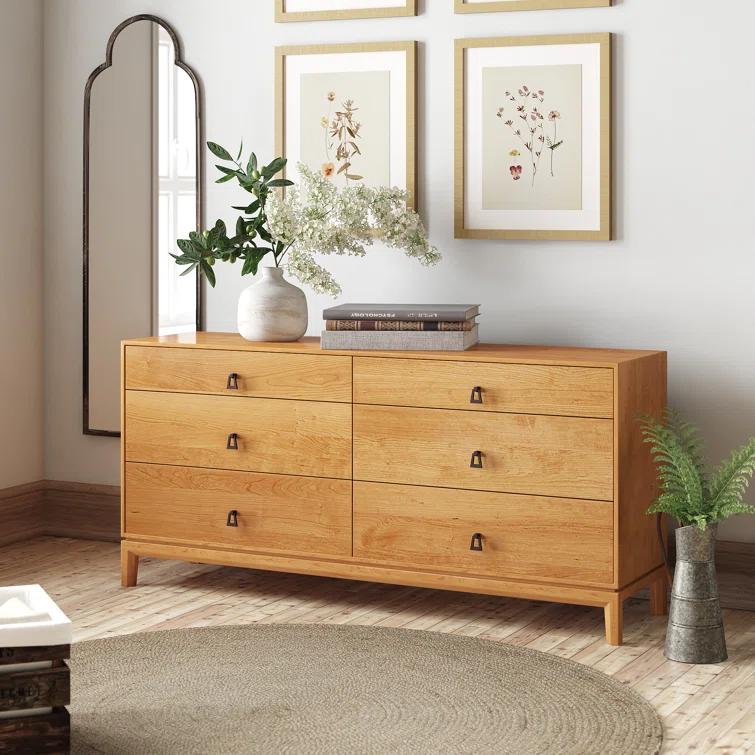 Mansfield 6 Drawer 66.13" W Solid Wood Dresser