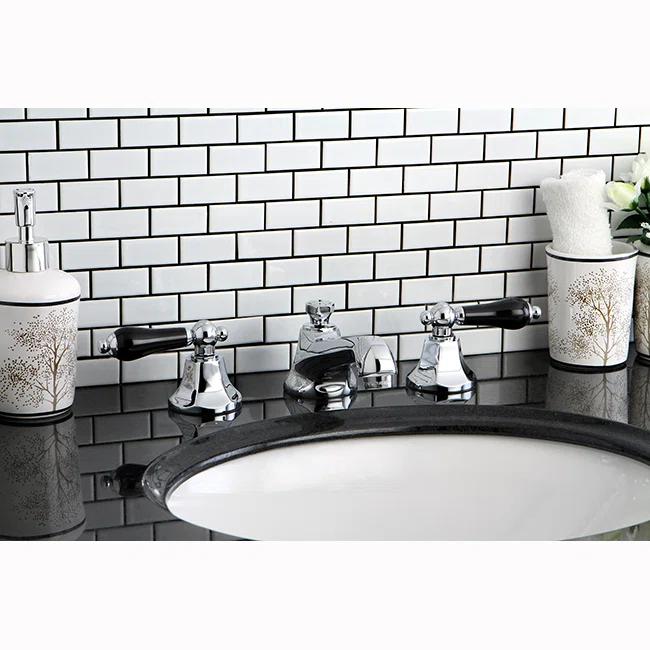 Kingston Brass KS4461PKL Kingston Brass Duchess Two-Handle 3-Hole Deck Mount Widespread Bathroom Faucet with Brass Pop-Up Drain