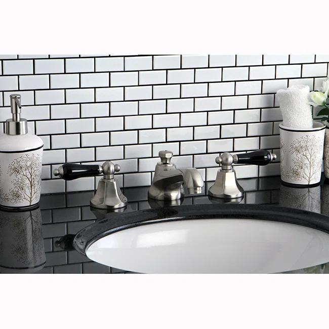 Kingston Brass KS4468PKL Kingston Brass Duchess Two-Handle 3-Hole Deck Mount Widespread Bathroom Faucet with Brass Pop-Up Drain