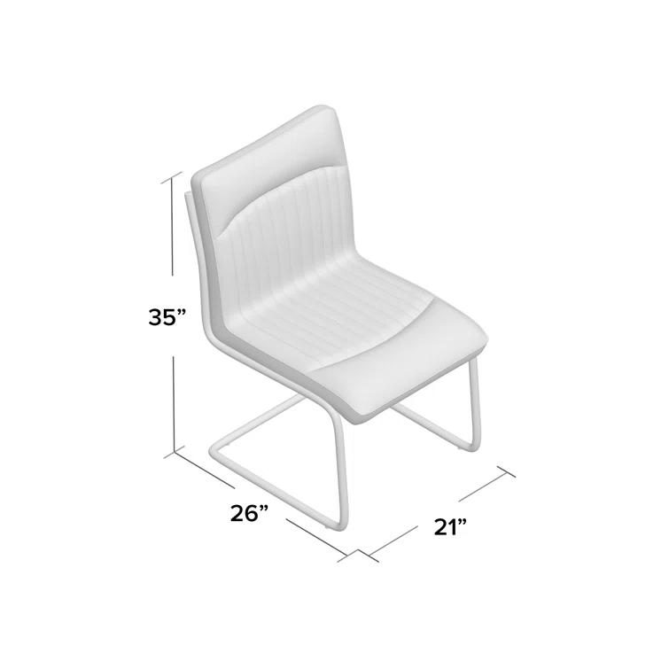 Ansel Transitional Leather Upholstered Side Chair in Light Brown