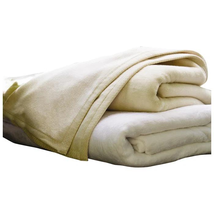 Linen Twin/Twin XL Cotton Blanket with Textured Binding