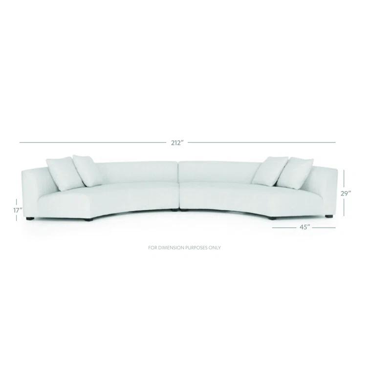 Saban 2-Piece Curved Sectional Sofa - Ivory Linen