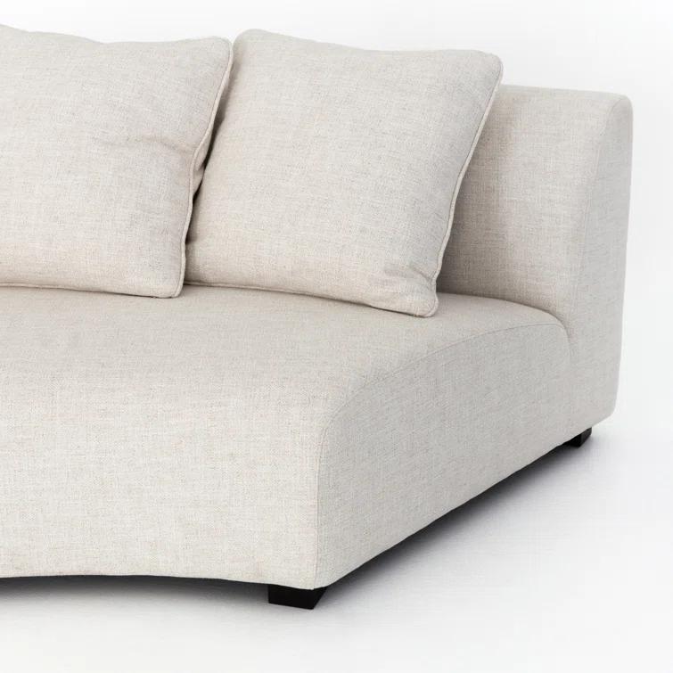 Saban 2-Piece Curved Sectional Sofa - Ivory Linen