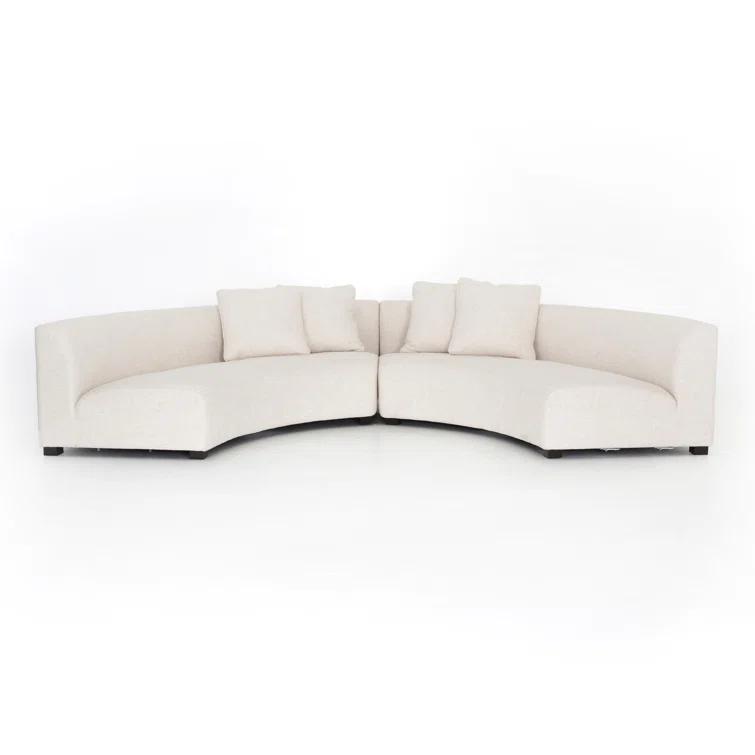 Saban 2-Piece Curved Sectional Sofa - Ivory Linen
