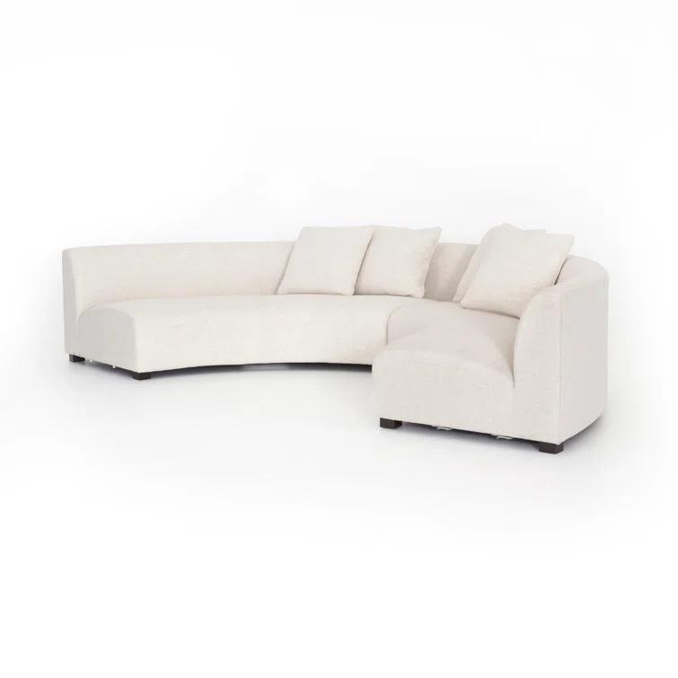 Saban 2-Piece Curved Sectional Sofa - Ivory Linen