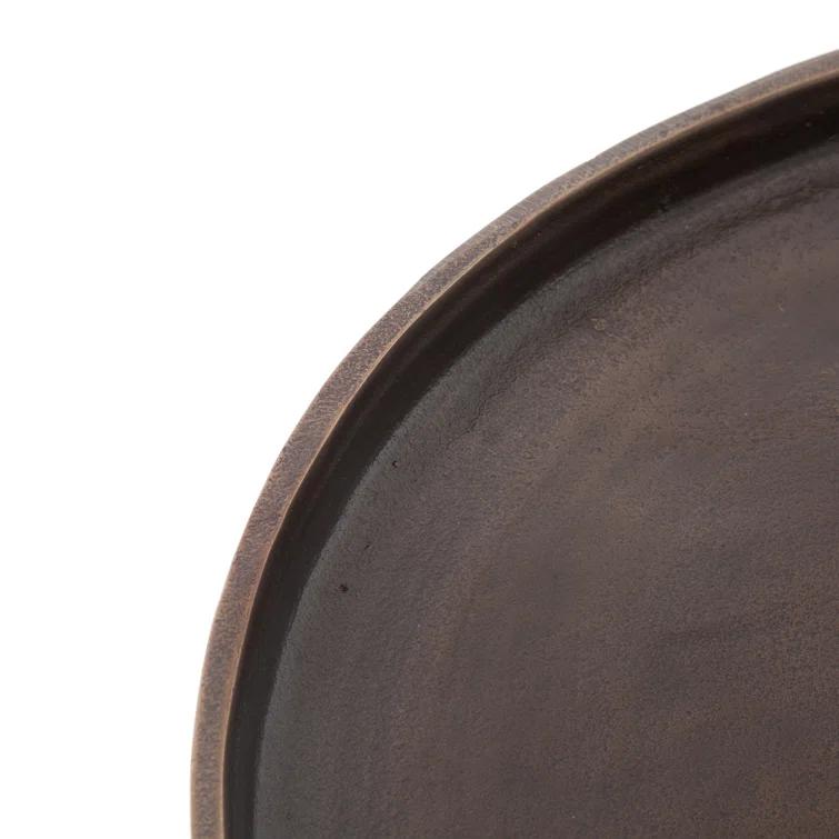 Marlow Rustic Round Stone and Metal Accent Table