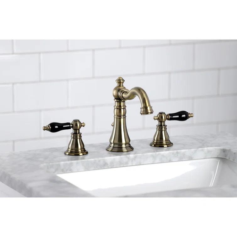 Kingston Brass Duchess Two-Handle 3-Hole Deck Mount Widespread Bathroom Faucet with Pop-Up Drain