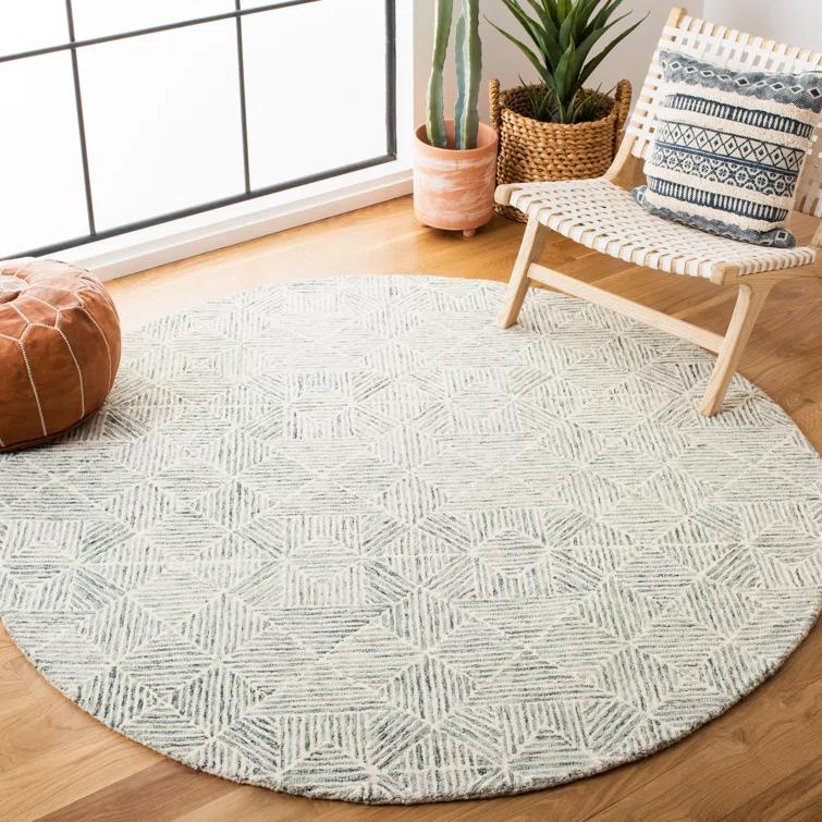 SAFAVIEH Abstract Brock Geometric Area Rug, Green/Ivory, 6' x 6' Square