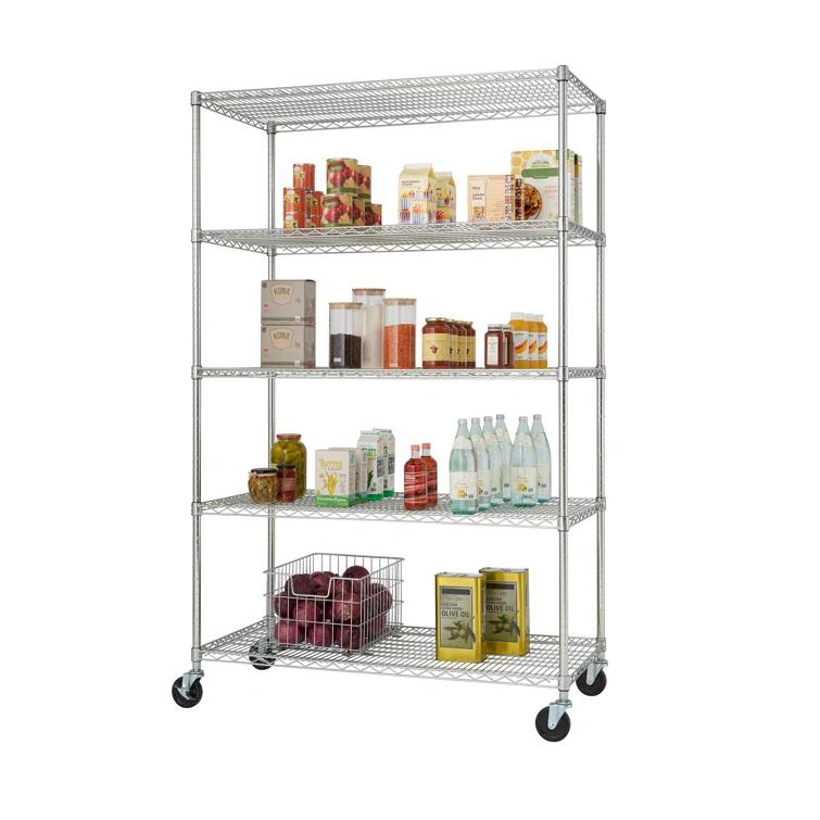 Trinity TRINITY EcoStorage 5-Tier NSF Steel Wire Shelving Unit w/ Wheels (48 in. W x 24 in. D)