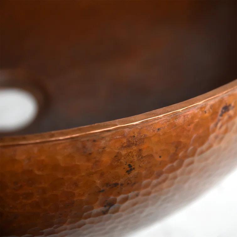 Tempered Copper Metal Circular Vessel Bathroom Sink