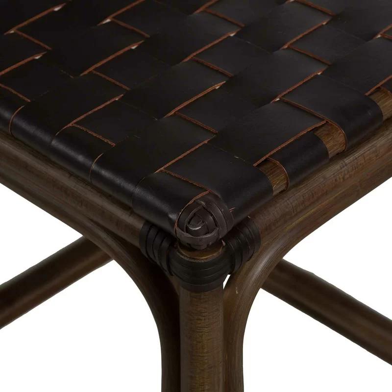 Dylan Woven Leather Strap 24.25'' Dark Brown Counter Stool