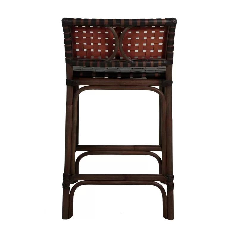Dylan Woven Leather Strap 24.25'' Dark Brown Counter Stool