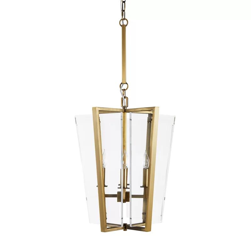 Melissa Modern Antique Brass and Acrylic 4-Light Lantern Pendant