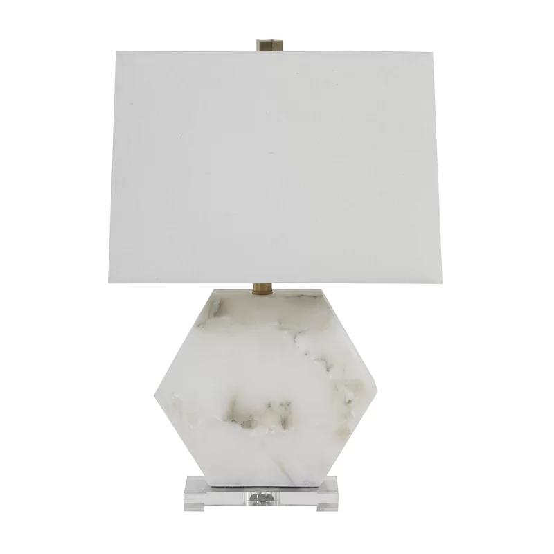 Madden Faceted Alabaster Table Lamp with Antique Brass Finial