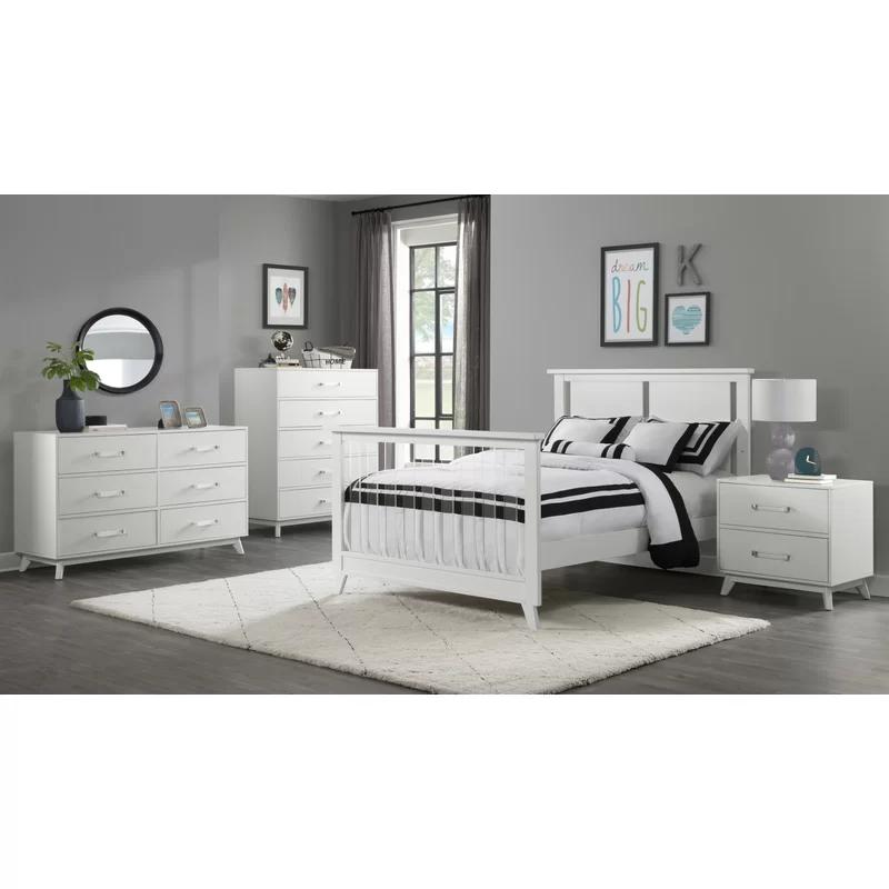 Poplar Wood 2-Drawer Nightstand with White Acrylic Handles