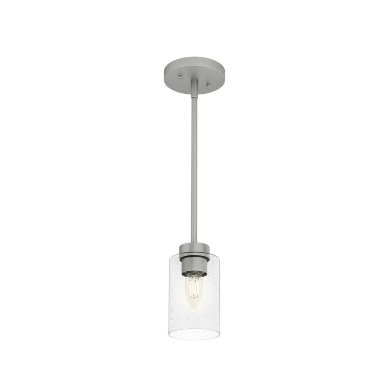 Hartland Mini Seeded Glass Jar Pendant Light in Matte Silver