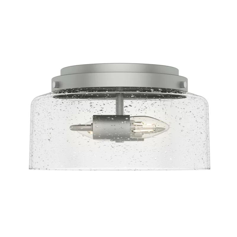 Hartland Classic Seeded Glass 11.5" LED Flush Mount in Matte Silver