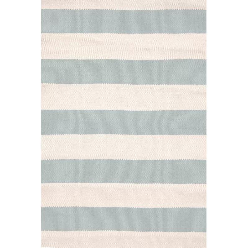 Reversible Light Blue/Ivory Synthetic Stripe Area Rug 4' x 6'