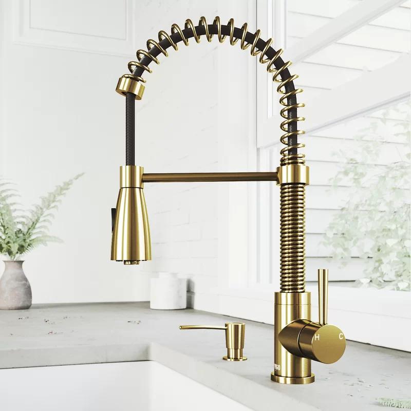 Elegant Matte Gold Pull-Down Kitchen Faucet with 360° Swivel Spout