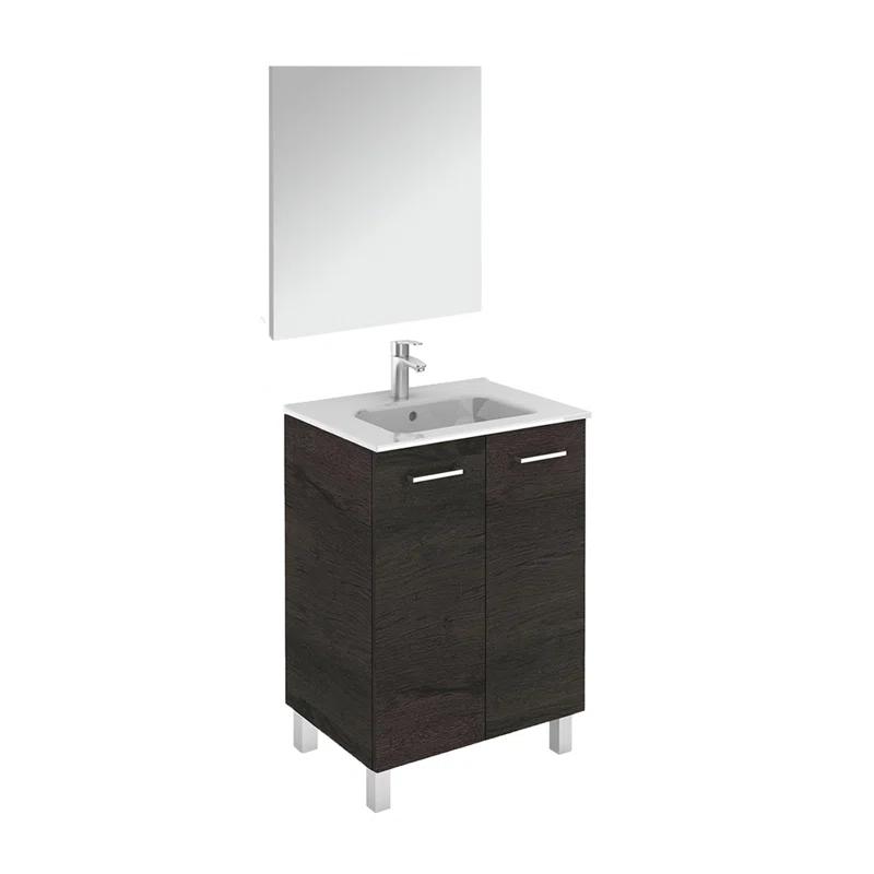 WS Bath Collections Logic 23.6'' Single Bathroom Vanity with Ceramic Top with Mirror