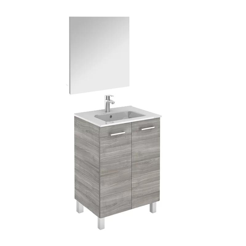 Sandy Gray 24'' Single Bathroom Vanity with Ceramic Top