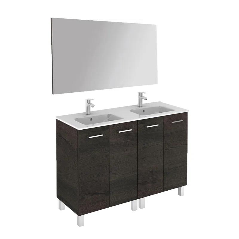 WS Bath Collections Logic 47.3'' Double Bathroom Vanity with Ceramic Top with Mirror