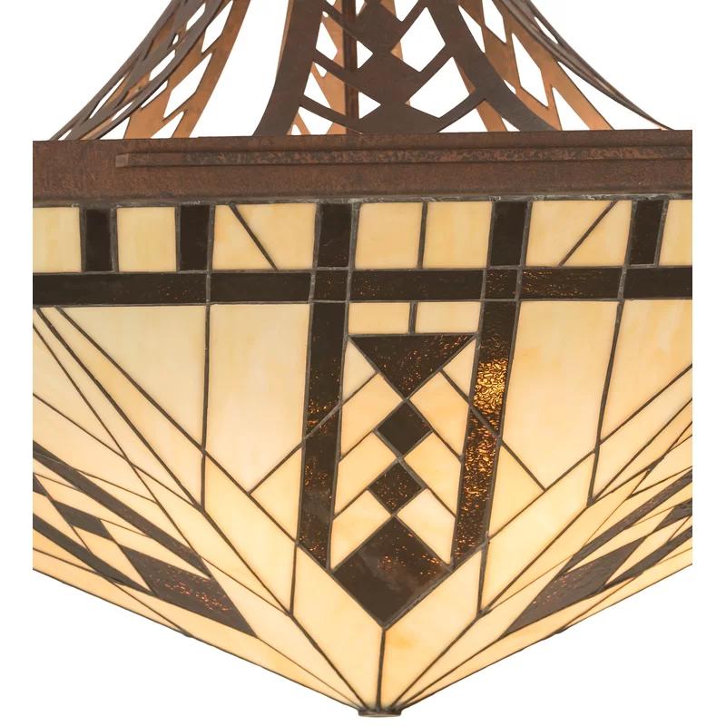 Sonoma 6-Light Rustic Outdoor-Indoor Pendant with Chocolate-Beige Glass