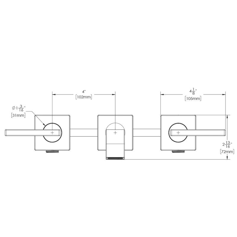 Polished Chrome Wall Mounted Bathroom Faucet with Drain Assembly