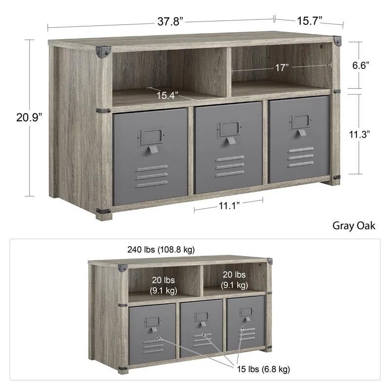 Grey Oak Industrial Nova Bedroom Storage Bench with Metal Accents