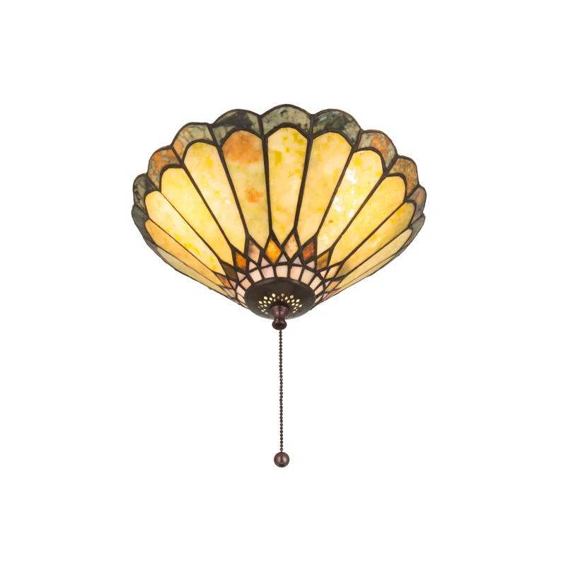 Meyda Tiffany 71007 Carousel 3 Light 12" Wide Semi-Flush Ceiling Fixture - MultiColor
