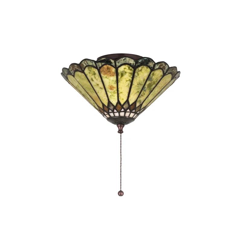 Meyda Tiffany 71007 Carousel 3 Light 12" Wide Semi-Flush Ceiling Fixture - MultiColor