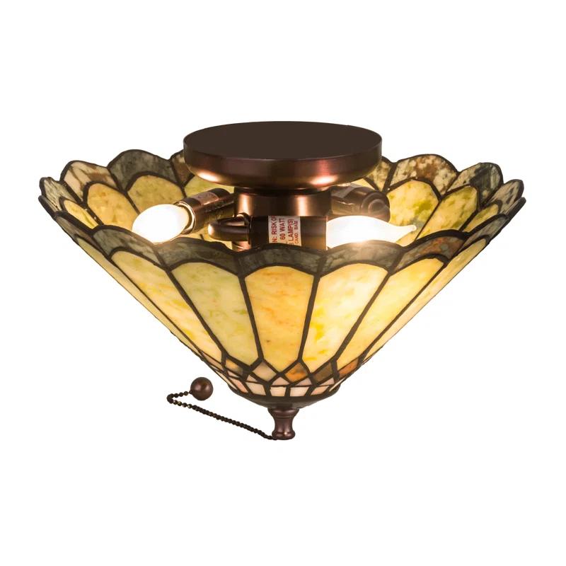 Meyda Tiffany 71007 Carousel 3 Light 12" Wide Semi-Flush Ceiling Fixture - MultiColor