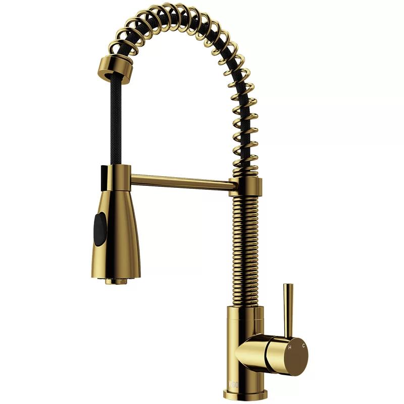 Elegant Matte Gold Pull-Down Kitchen Faucet with 360° Swivel Spout