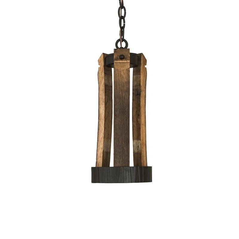 Natural Wood and Bronze 21" Rustic Pendant Light