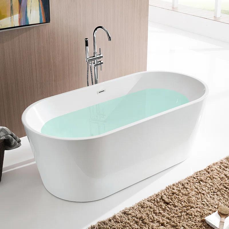 Iris 59" x 30" Freestanding Soaking Acrylic Bathtub