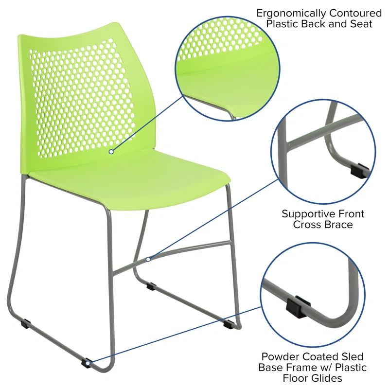 Flash Furniture Antonia 661 lb. Capacity Stack Chair with Air-Vent Back and Powder Coated Sled Base