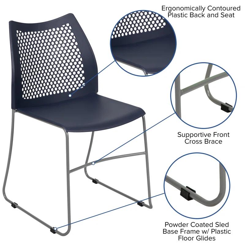 Flash Furniture Antonia 661 lb. Capacity Stack Chair with Air-Vent Back and Powder Coated Sled Base