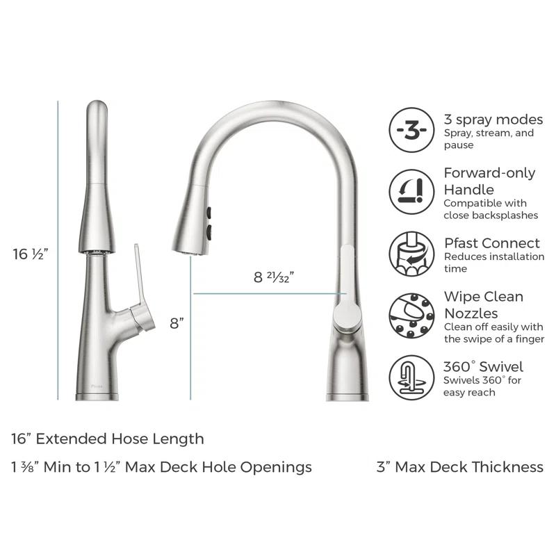 Neera Pull Down Single Handle Kitchen Faucet