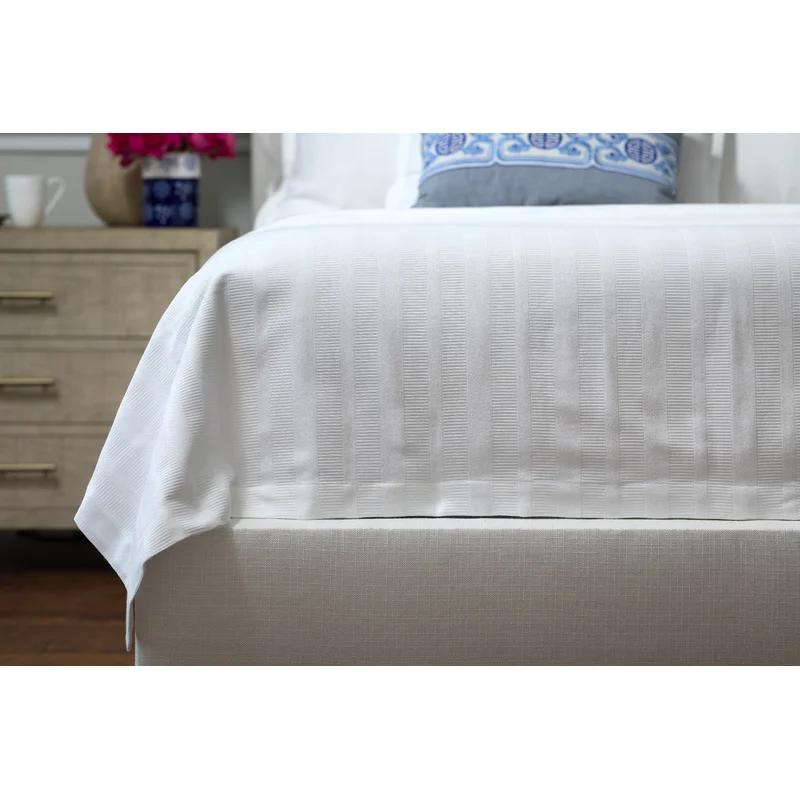 Stela Queen-Size White Cotton Embroidered Throw Blanket