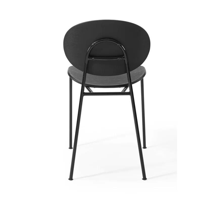 Black Metal Mid-Century Modern Stackable Side Chair Set