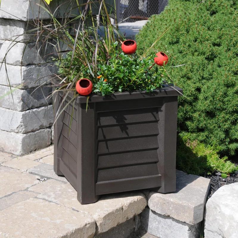 Mayne Inc. Lakeland Square Resin Planter with Water Reservoir