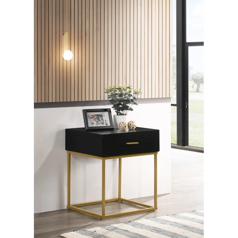 LuXeo LuXeo Catalina One Drawer Nightstand with Mustard Gold Legs