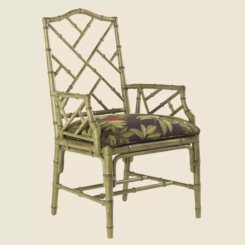 Cilantro Beige Transitional Rattan Cane Arm Chair