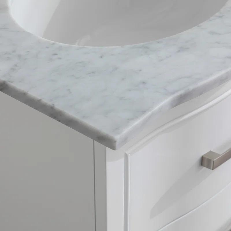 Monroe 24'' White Solid Wood Vanity with Carrara Marble Top